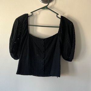 Lucy Paris Eyelet Puff Sleeve Top